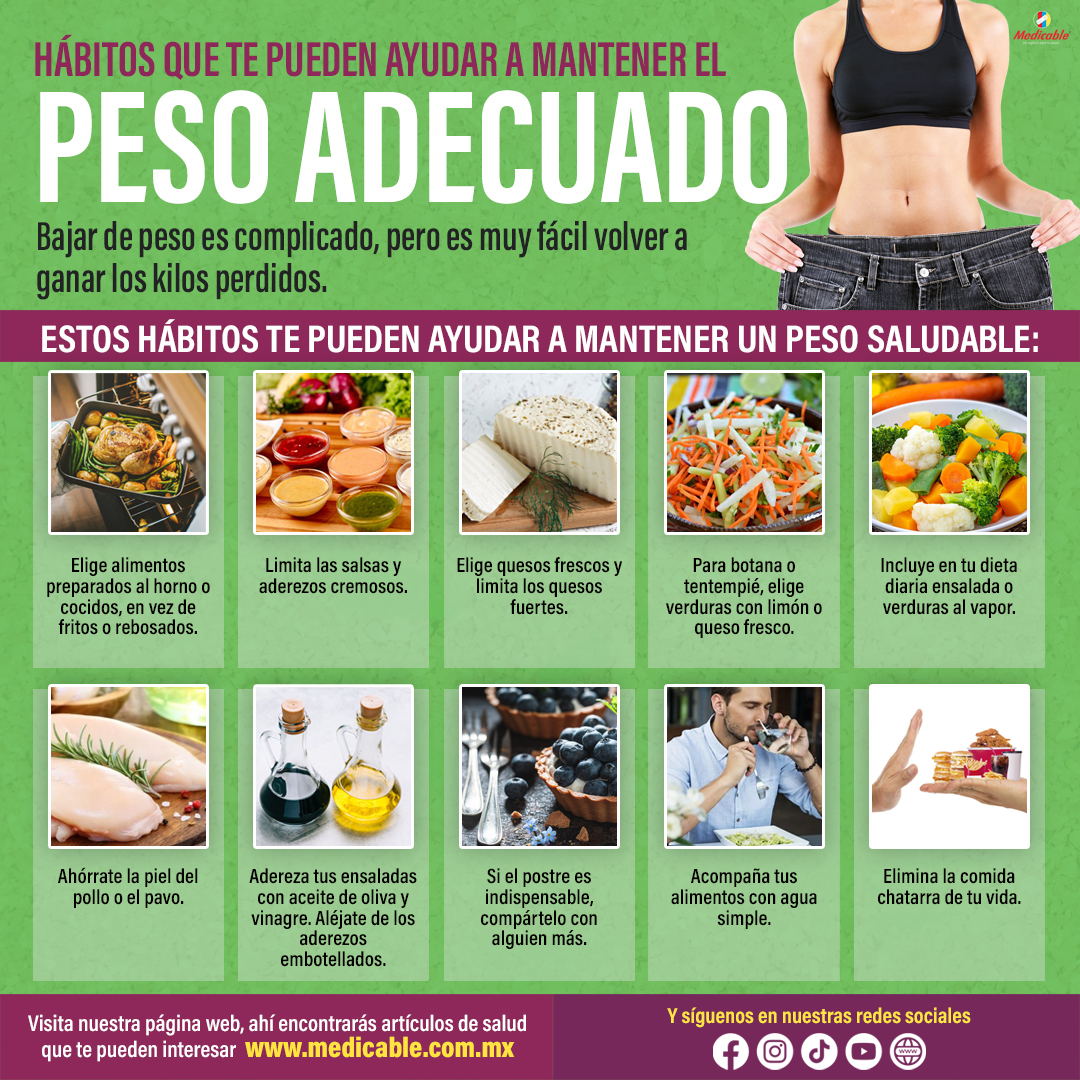 Hábitos que te pueden ayudar a mantener el peso adecuado