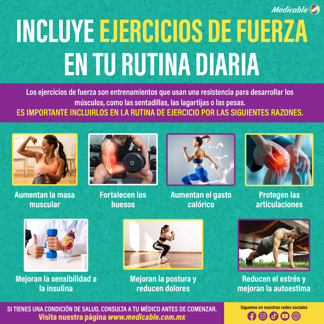 Incluye ejercicios de fuerza en tu rutina diaria.