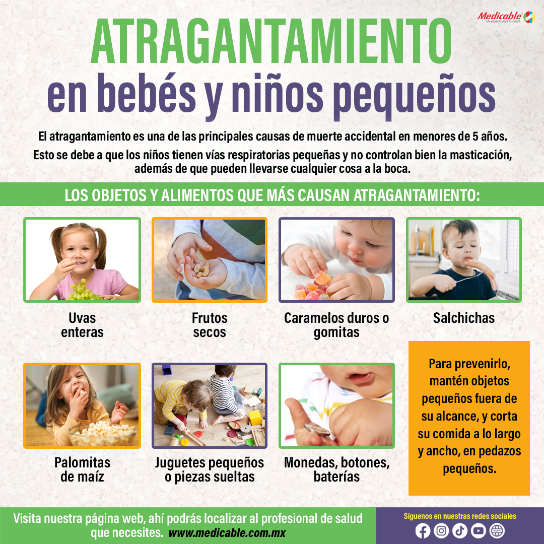 Atragantamiento en bebés y niños pequeños.